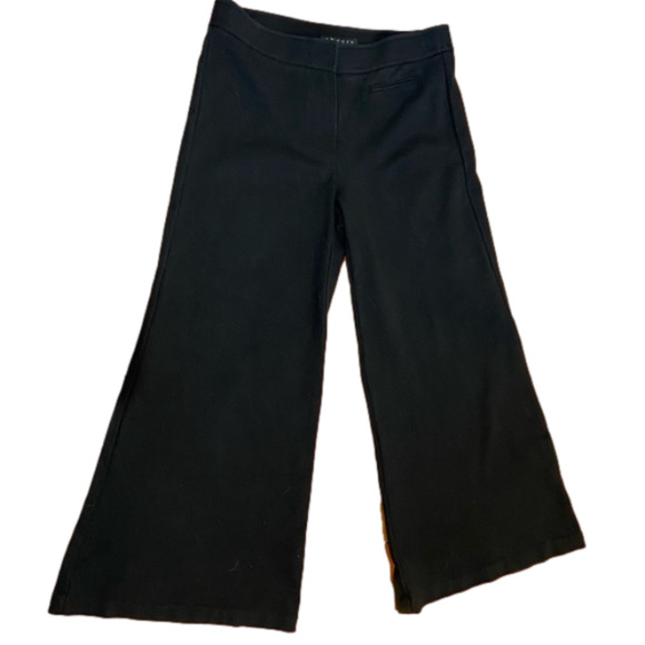Theory Emmett Wide Leg Cropped Black Pants sz 6‎ - Picture 1 of 7